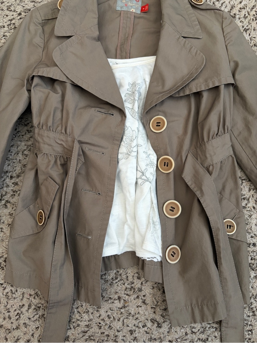 Vintage Hinge Taupe Women's Trench Jacket with Waist Tie - Picture 2 of 4